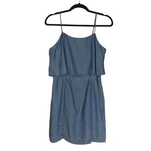 1250C Tencel Denim Light Blue Chambray Denim Ruffle Sleeveless Dress Small NWT